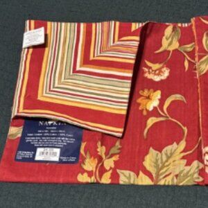 Rossa Floral Cotton Cloth Reversible Napkins Striped Cottage Set 6 NEW